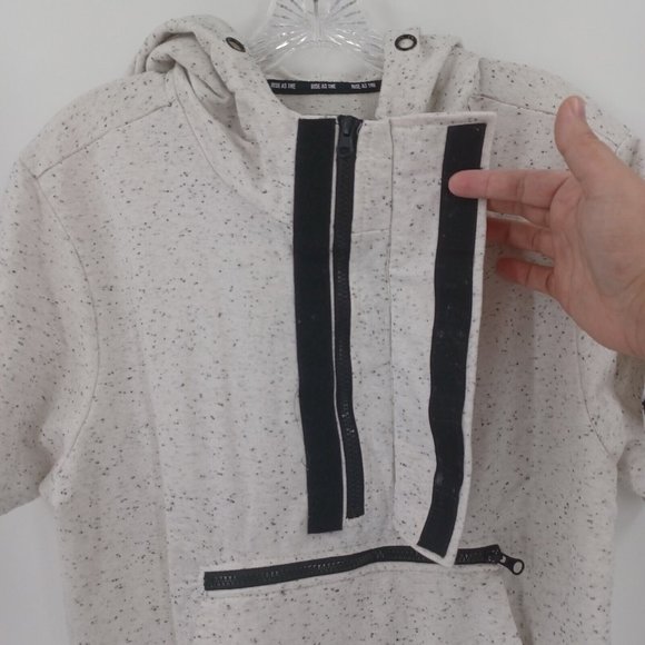 RISE AS 1NE Sz L Speckled Sweatshirt 1/4 Zip Up Hoodie Zip Pouch Double Pockets - Picture 5 of 16